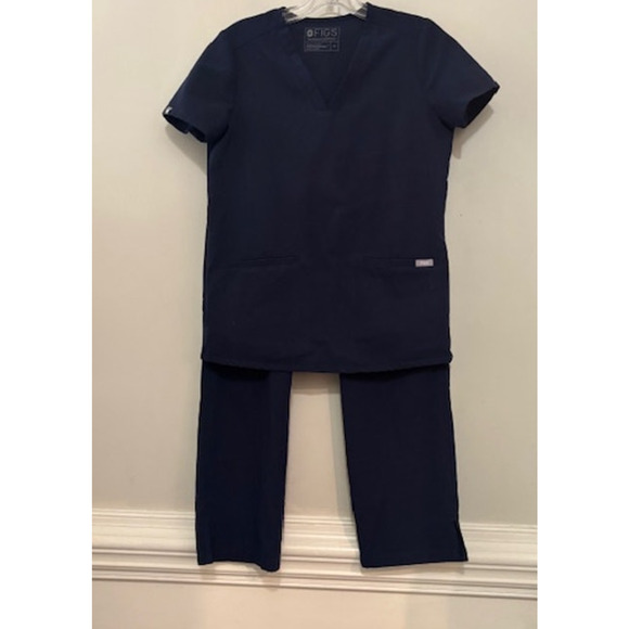 Figs Scrub Set Lot Kade Cargo Pants Small Tall S/T Catarina Top XS Navy Blue - Picture 1 of 7
